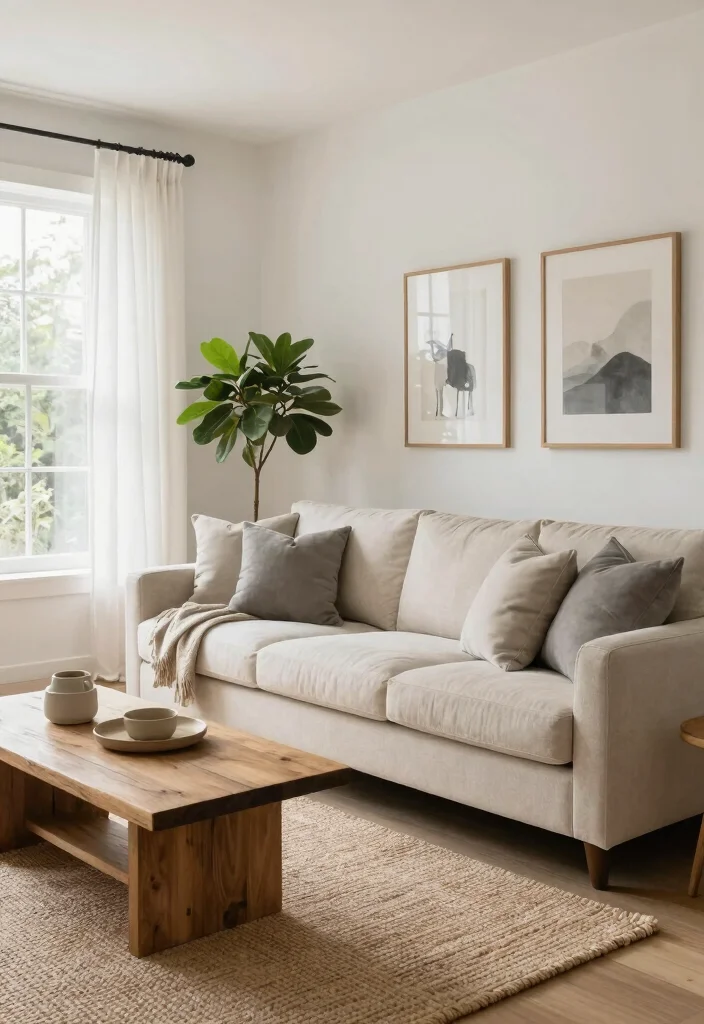 14 Modern Farmhouse Living Room Ideas with Cozy Balance 2. Soft Neutral Palette 0