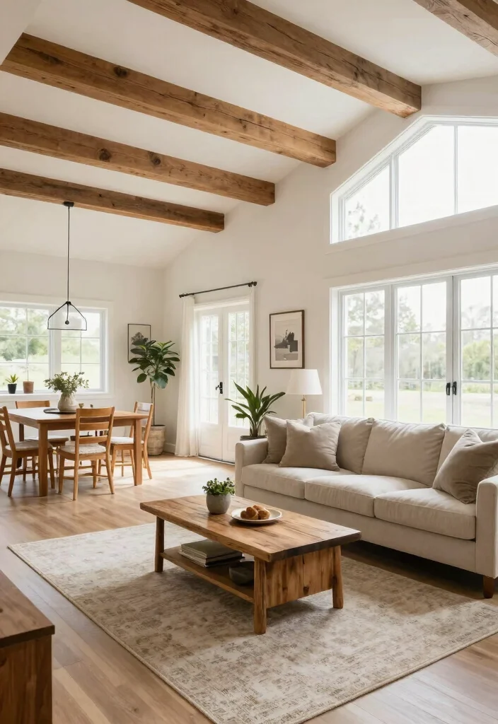 14 Modern Farmhouse Living Room Ideas with Cozy Balance 8. Open Floor Plan 0