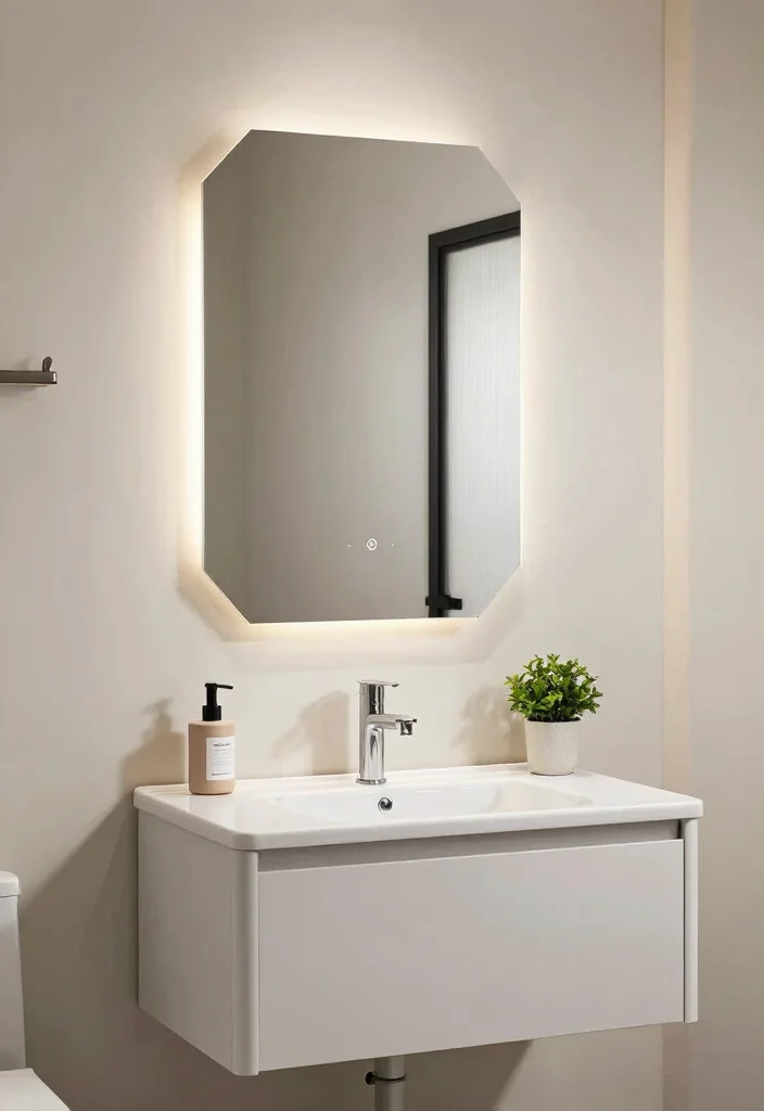 14 Modern Half Bathroom Ideas That Impress Guests 10. Mirrors as Statement Pieces 0