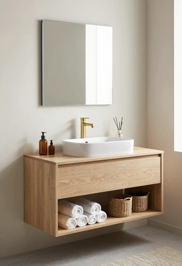 14 Modern Half Bathroom Ideas That Impress Guests 2. Stylish Floating Vanities 0
