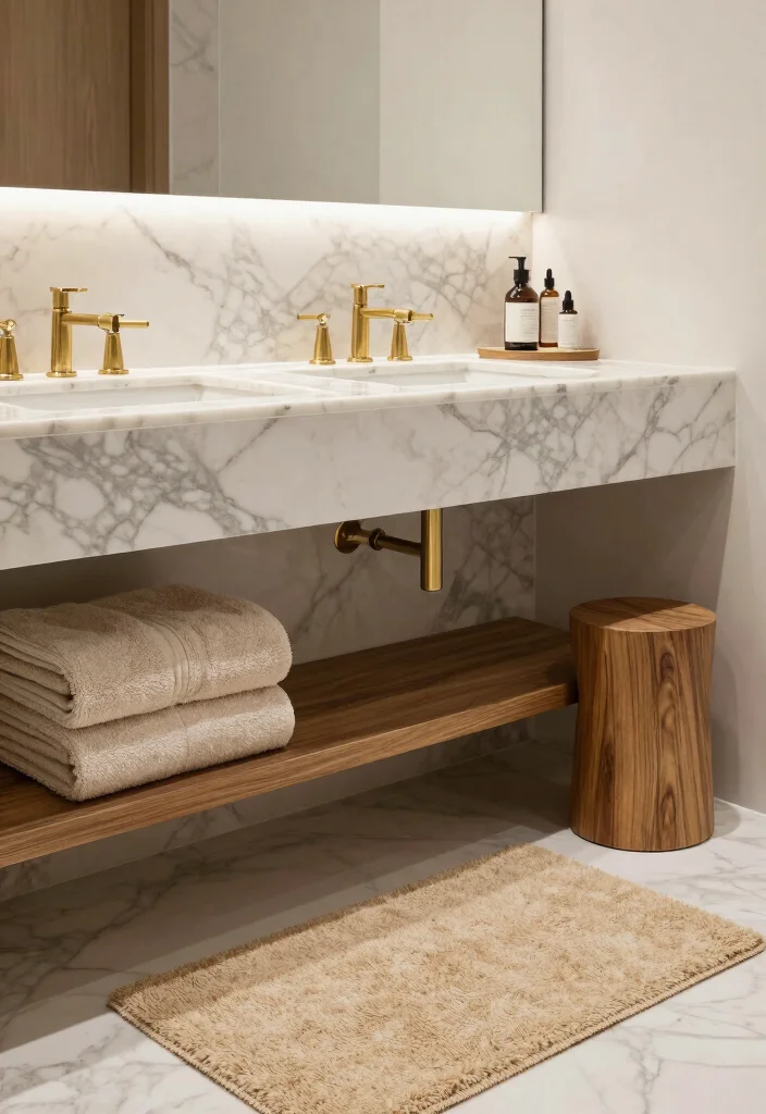 14 Modern Half Bathroom Ideas That Impress Guests 4. Luxurious Textures and Materials 0