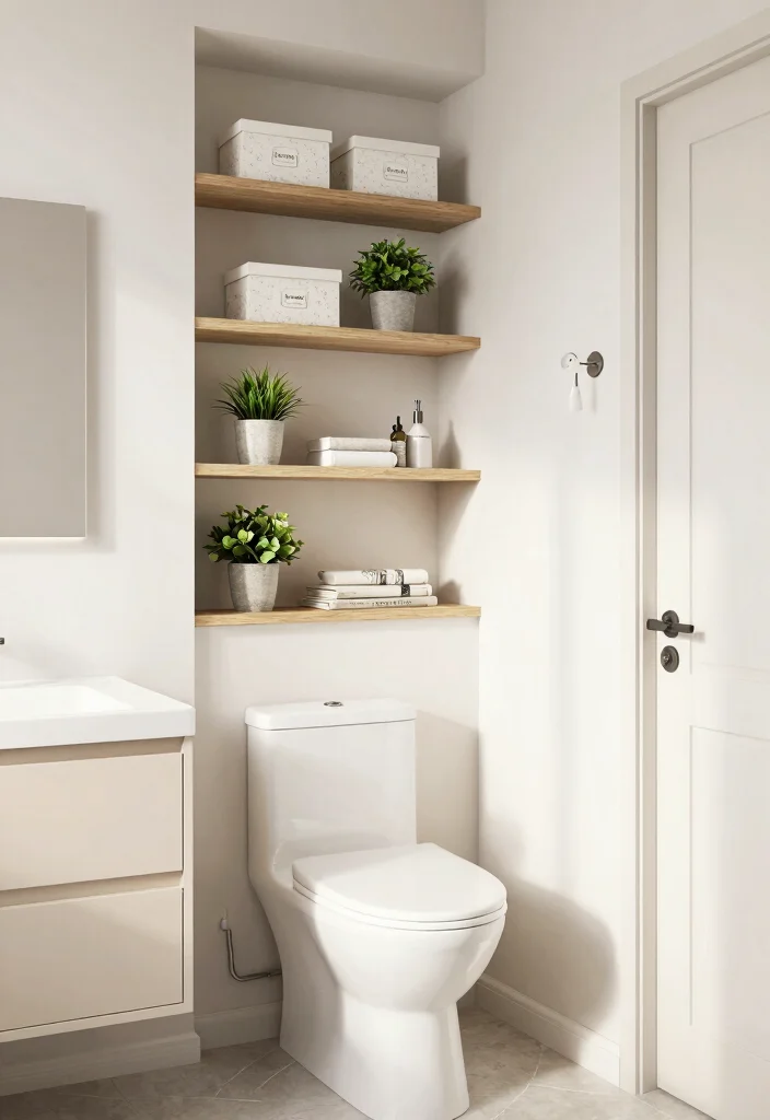 14 Modern Half Bathroom Ideas That Impress Guests 5. Small Space Storage Solutions 0
