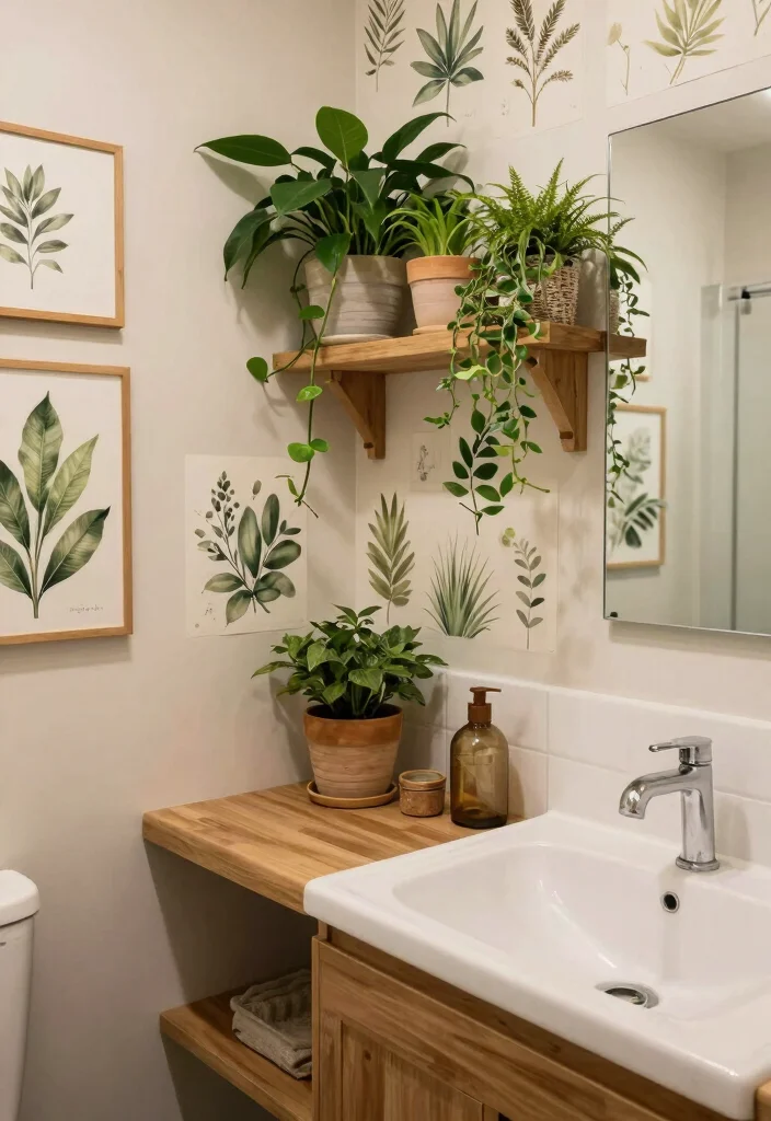 14 Modern Half Bathroom Ideas That Impress Guests 9. Nature Inspired Decor 0