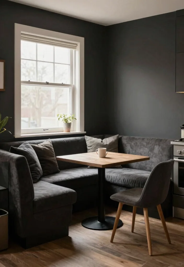 14 Moody Kitchen Ideas with Dark Tones and Cozy Depth 14. Cozy Corner Nooks 0
