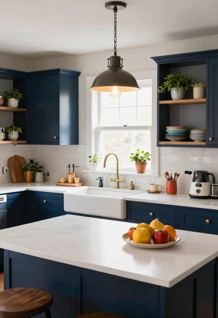 14 Moody Kitchen Ideas with Dark Tones and Cozy Depth 2. Deep Navy Dreams 0