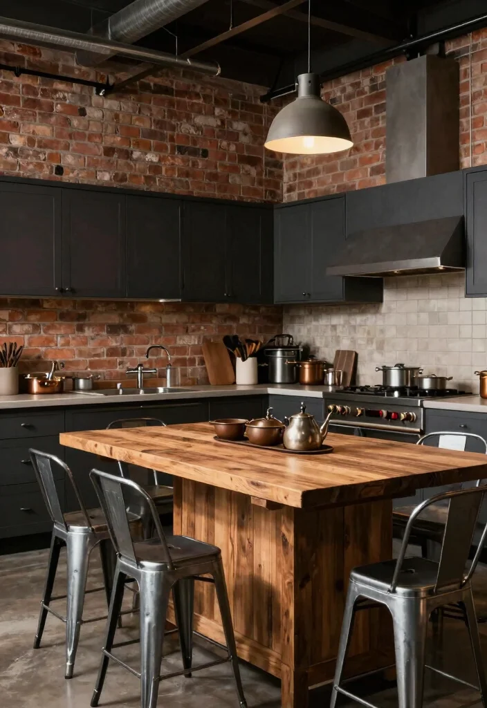 14 Moody Kitchen Ideas with Dark Tones and Cozy Depth 3. Industrial Chic 0