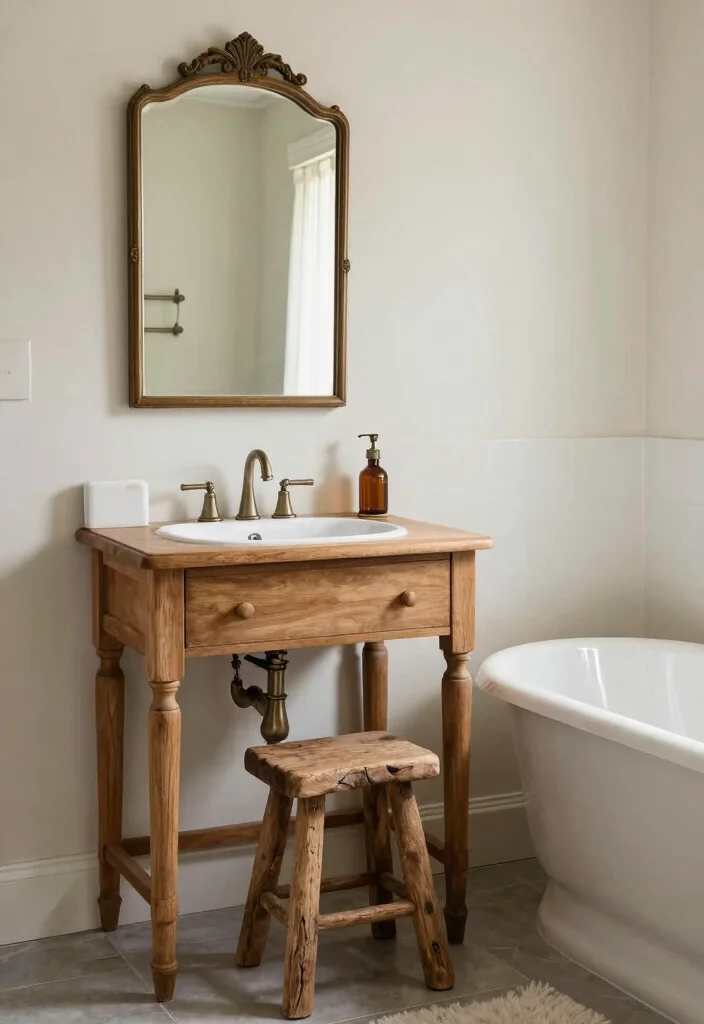14 Nature Bathroom Ideas Inspired by Earth and Stone 12. Vintage Touches 0