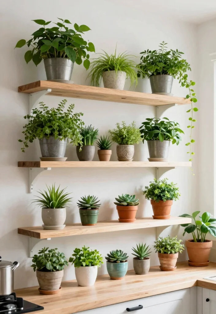 14 Open Shelving Kitchen Ideas That Look Styled Not Messy 5. The Power of Greenery 0