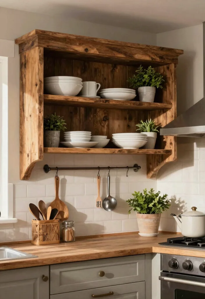 14 Open Shelving Kitchen Ideas That Look Styled Not Messy 7. Rustic Wood Shelves 0