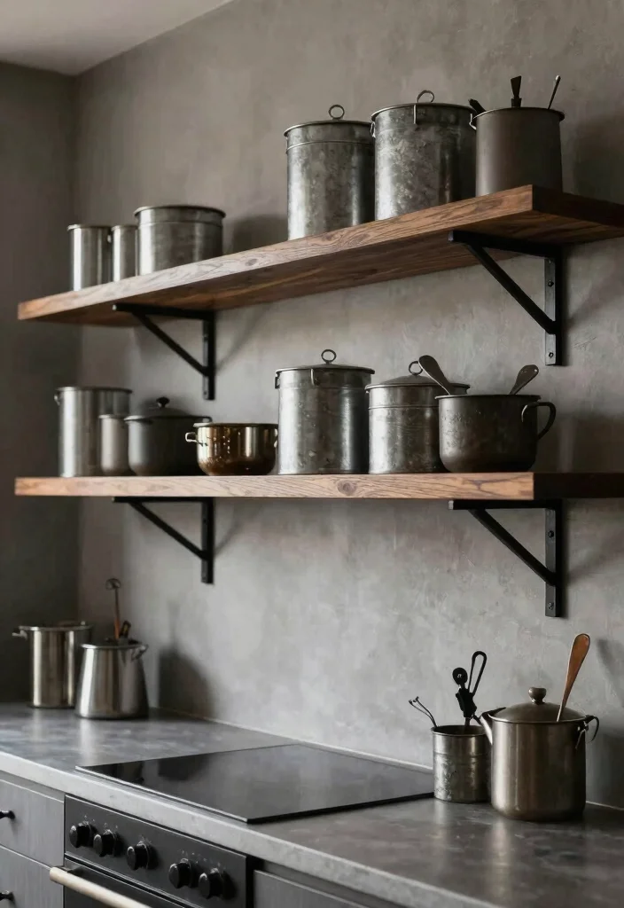 14 Open Shelving Kitchen Ideas That Look Styled Not Messy 9. Industrial Chic Style 0