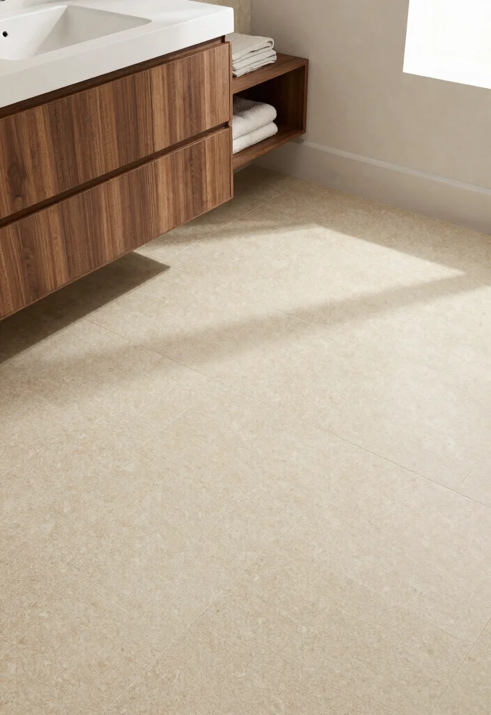 14 Small Modern Bathroom Ideas That Feel Clean and High End 4. Eco Friendly Flooring Options 0