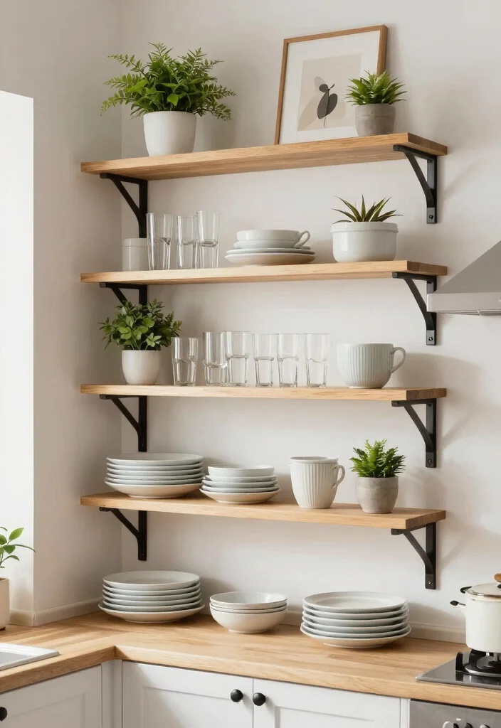 14 Small Space Kitchen Ideas That Actually Feel Open 2. Open Shelving to Reduce Clutter 0