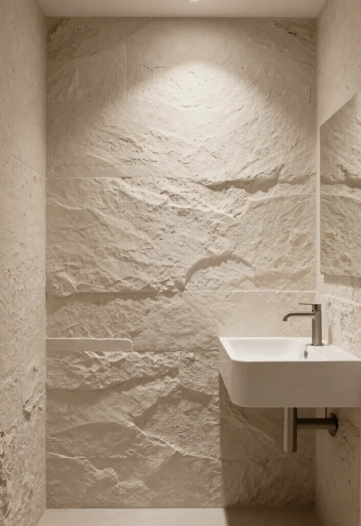14 Stone Bathroom Ideas That Feel Natural and Expensive 11. Stone Textured Walls 0