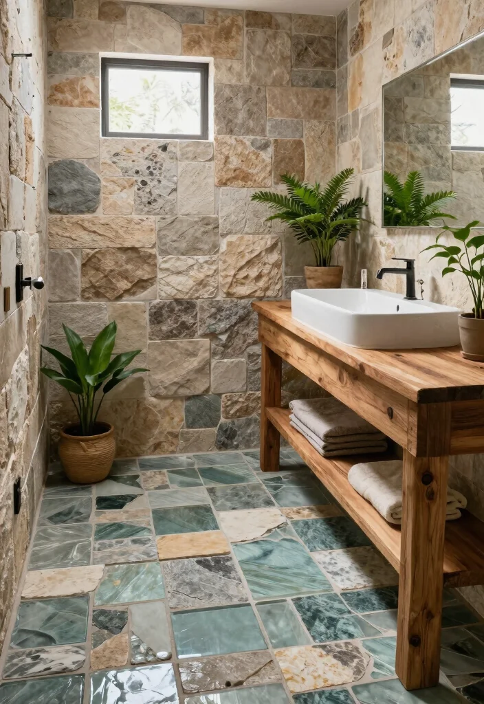 14 Stone Bathroom Ideas That Feel Natural and Expensive 12. Eco Friendly Stone Designs 0