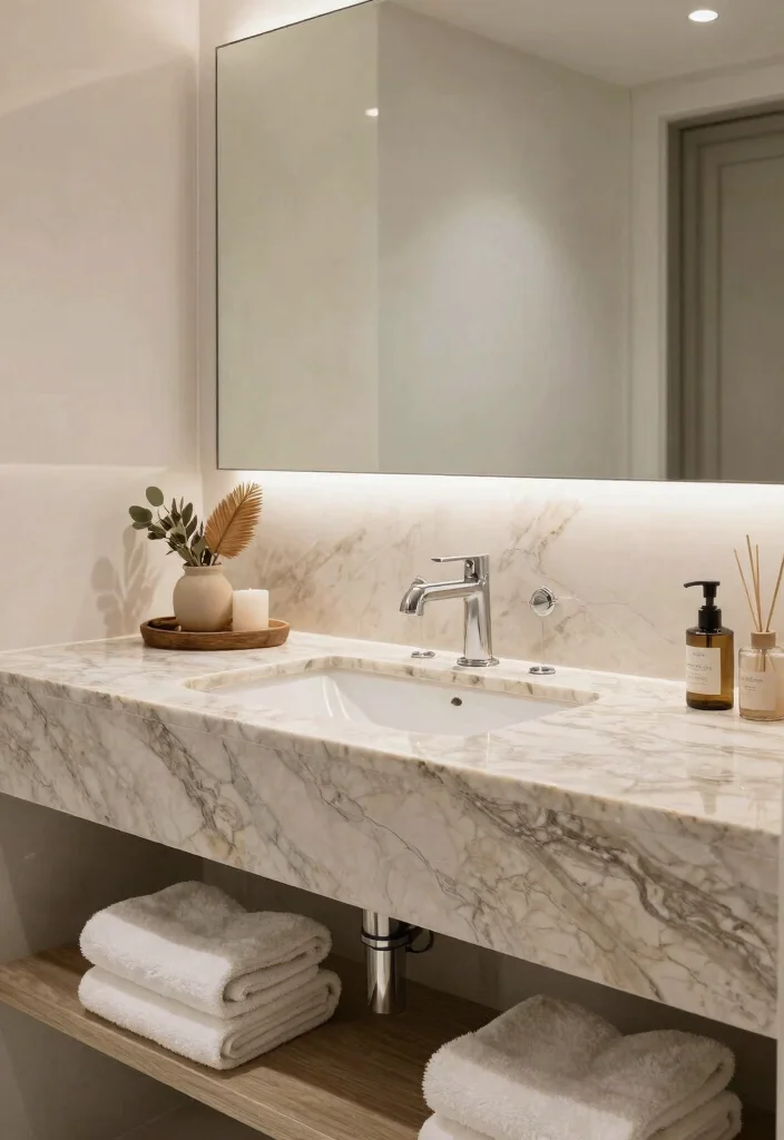 14 Stone Bathroom Ideas That Feel Natural and Expensive 4. Natural Stone Vanity 0