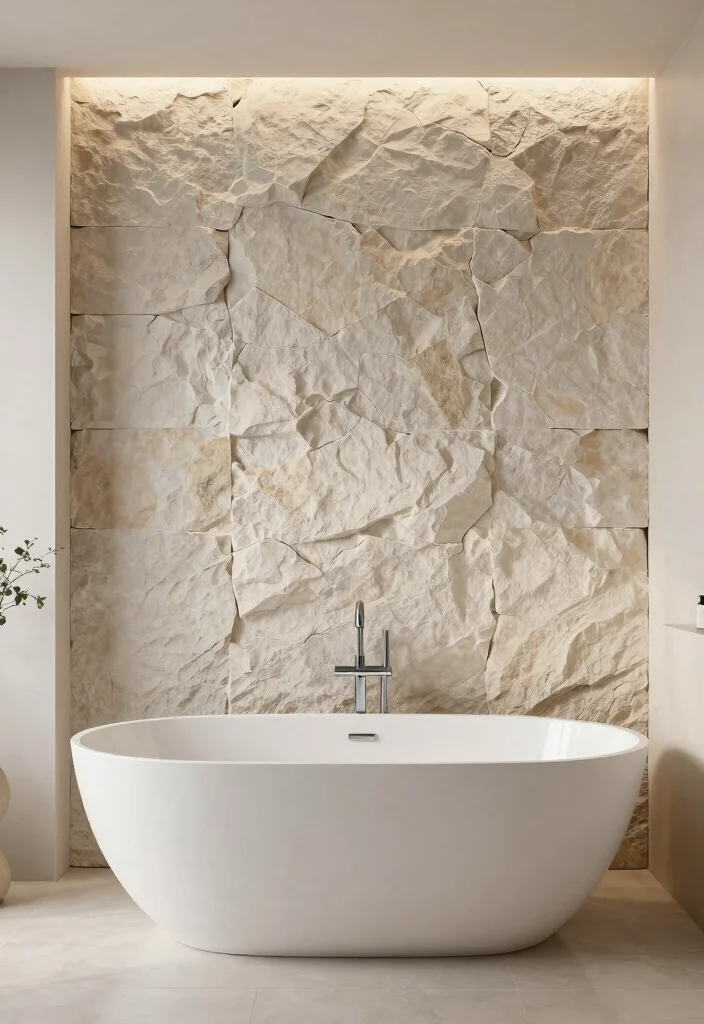 14 Stone Bathroom Ideas That Feel Natural and Expensive 5. Stone Accent Walls 0