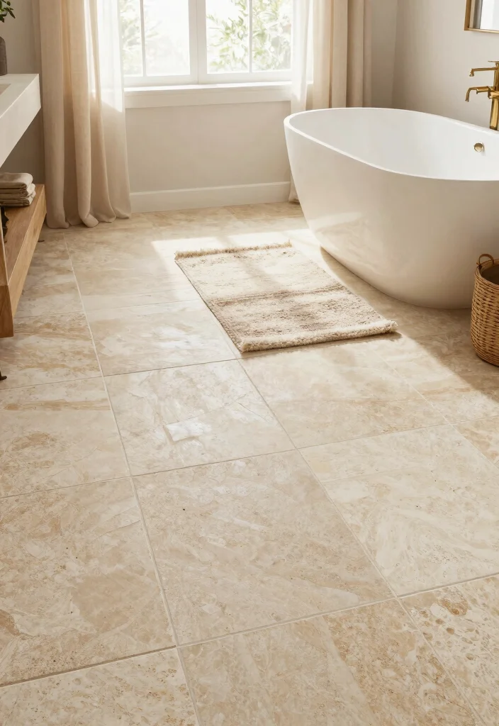 14 Stone Bathroom Ideas That Feel Natural and Expensive 6. Cozy Stone Flooring 0