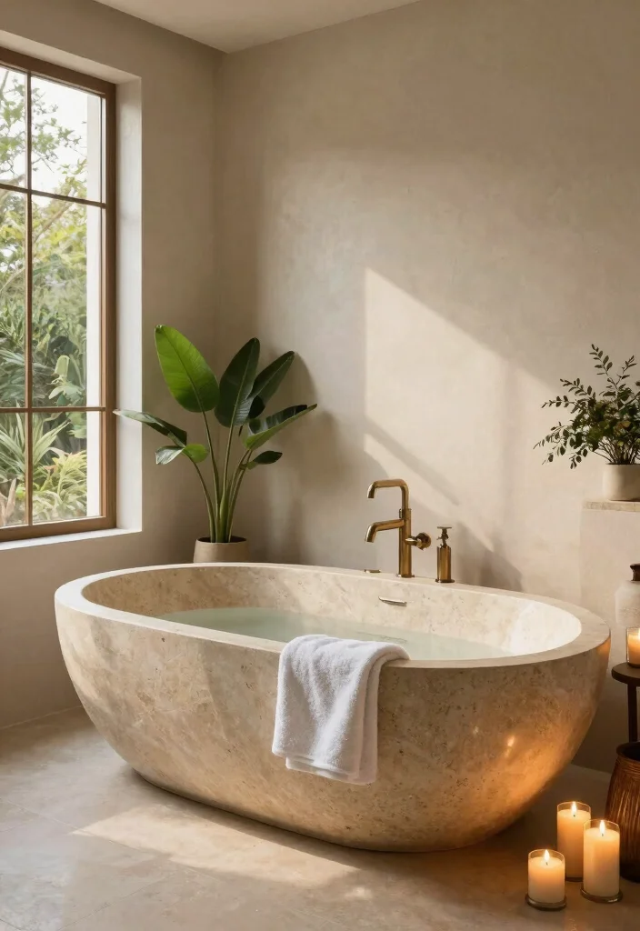 14 Stone Bathroom Ideas That Feel Natural and Expensive 9. Spa Inspired Stone Baths 0