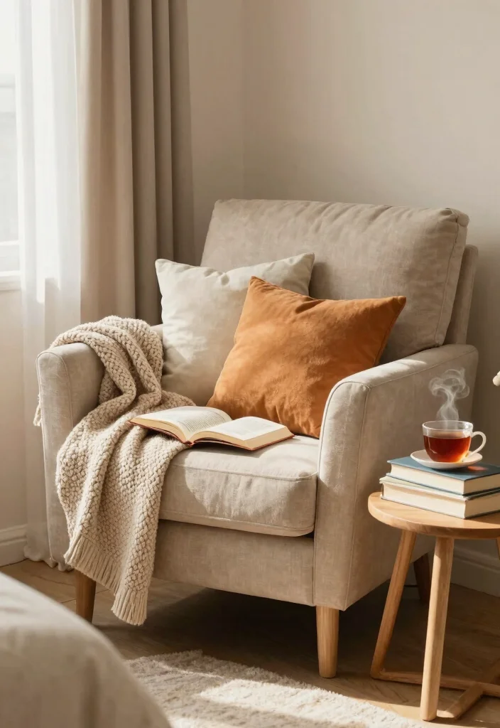 14 Warm Neutral Bedroom Ideas That Feel Peaceful 8. Cozy Reading Nook 0