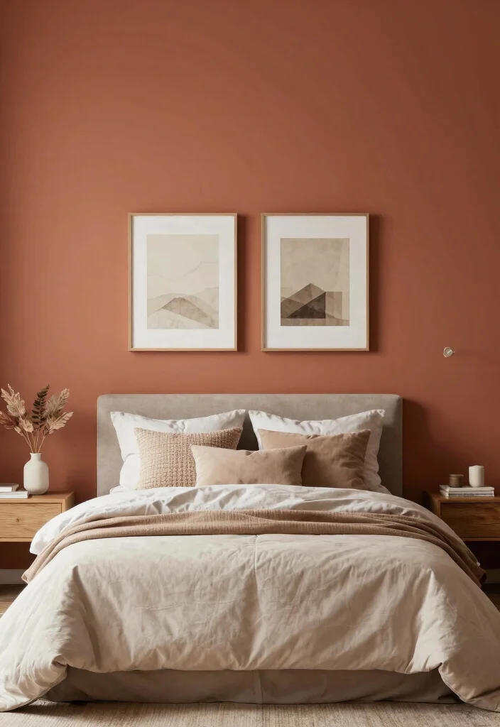 14 Warm Neutral Bedroom Ideas That Feel Peaceful 9. Accent Walls with Warm Tones 0