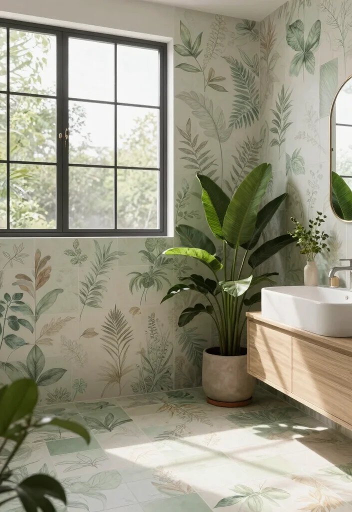 15 Bathroom Tile Floor Ideas That Change the Entire Look 15. Biophilic Design Tiles 0