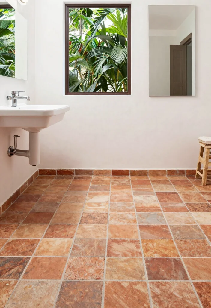 15 Bathroom Tile Floor Ideas That Change the Entire Look 4. Terracotta Tiles 0
