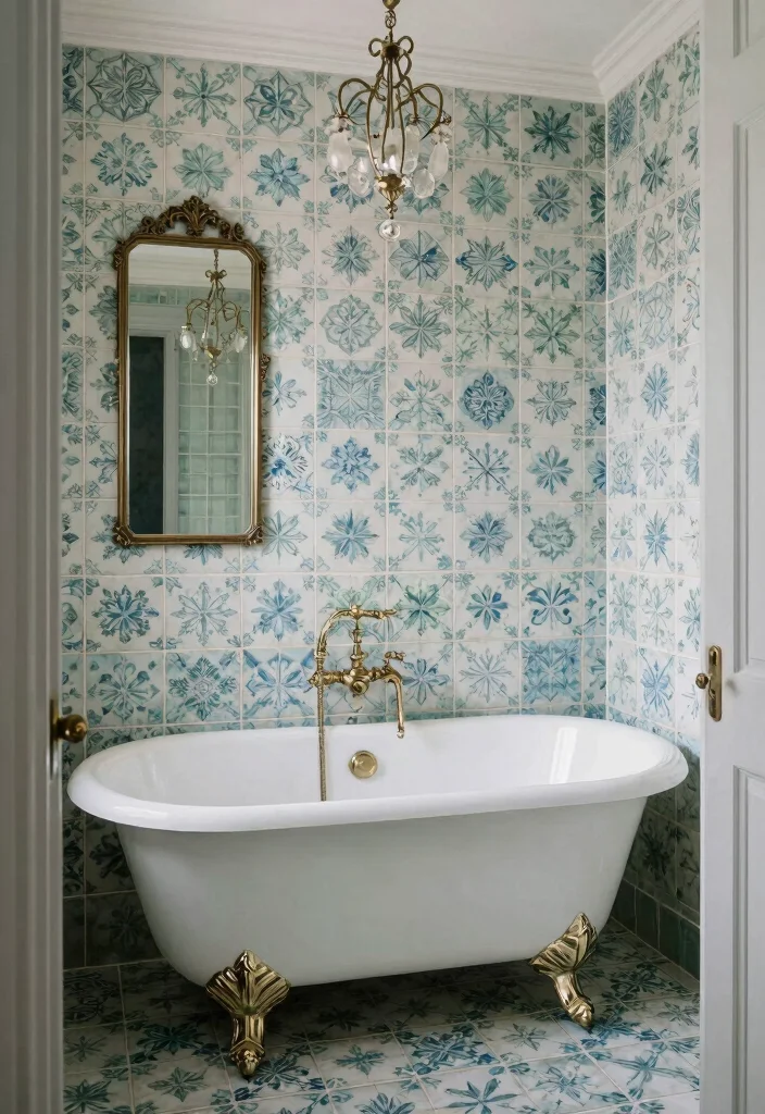 15 Bathroom Tile Floor Ideas That Change the Entire Look 6. Vintage Inspired Tiles 0