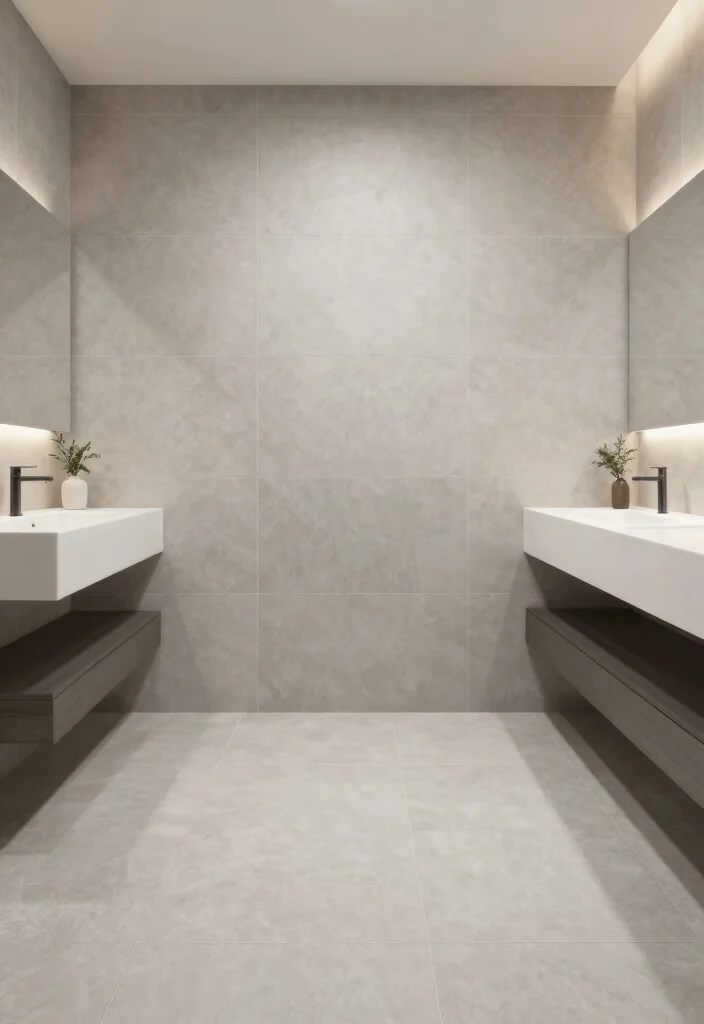 15 Bathroom Tile Floor Ideas That Change the Entire Look 8. Large Format Tiles 0