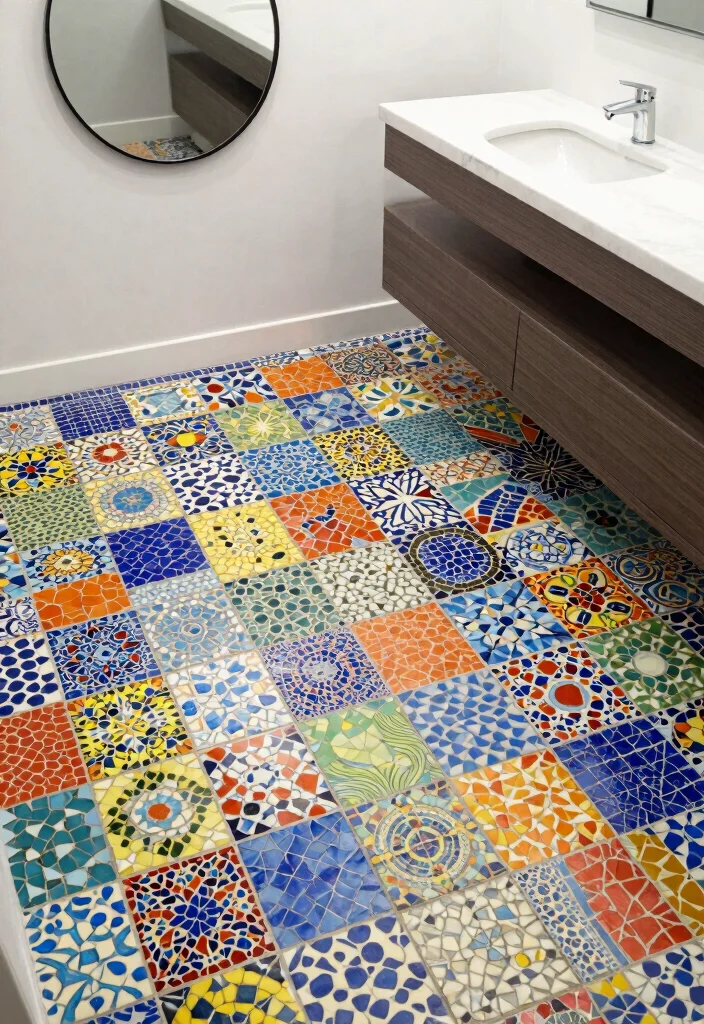 15 Bathroom Tile Floor Ideas That Change the Entire Look 9. Mosaic Tiles 0