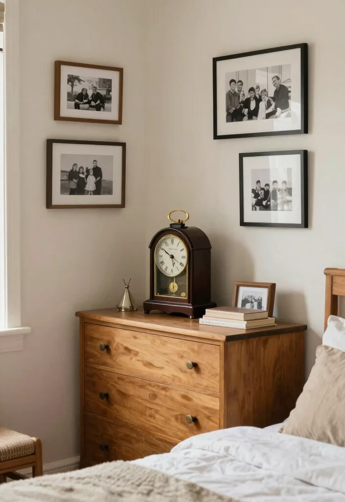 15 Cozy Cheap Small Bedroom Ideas That Feel Designer Made 12. Personal Touch with Family Heirlooms 0
