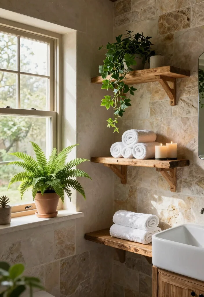 15 Farmhouse Bathroom Decor Ideas with Cozy Rustic Charm 10. Natural Elements 0