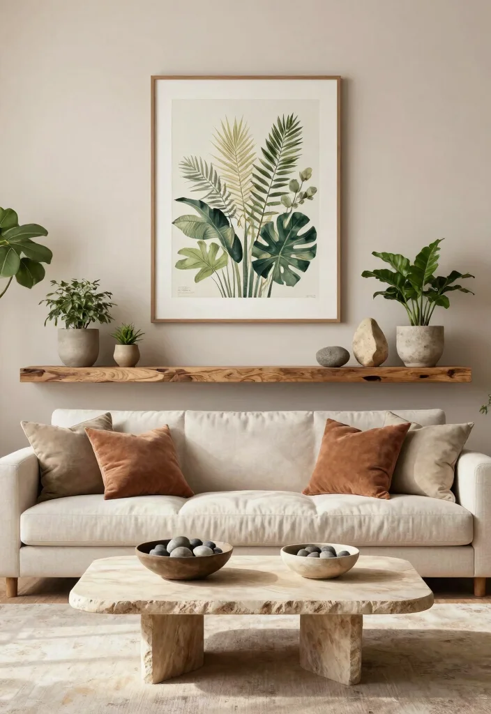 15 Living Room Makeover Ideas That Transform the Space 3. Nature Inspired Decor 0
