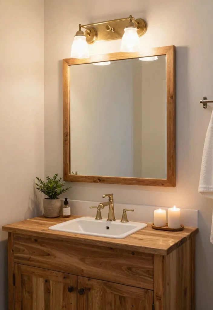 15 Wood Bathroom Ideas That Add Warmth and Texture 5. Wood Framed Mirrors 0