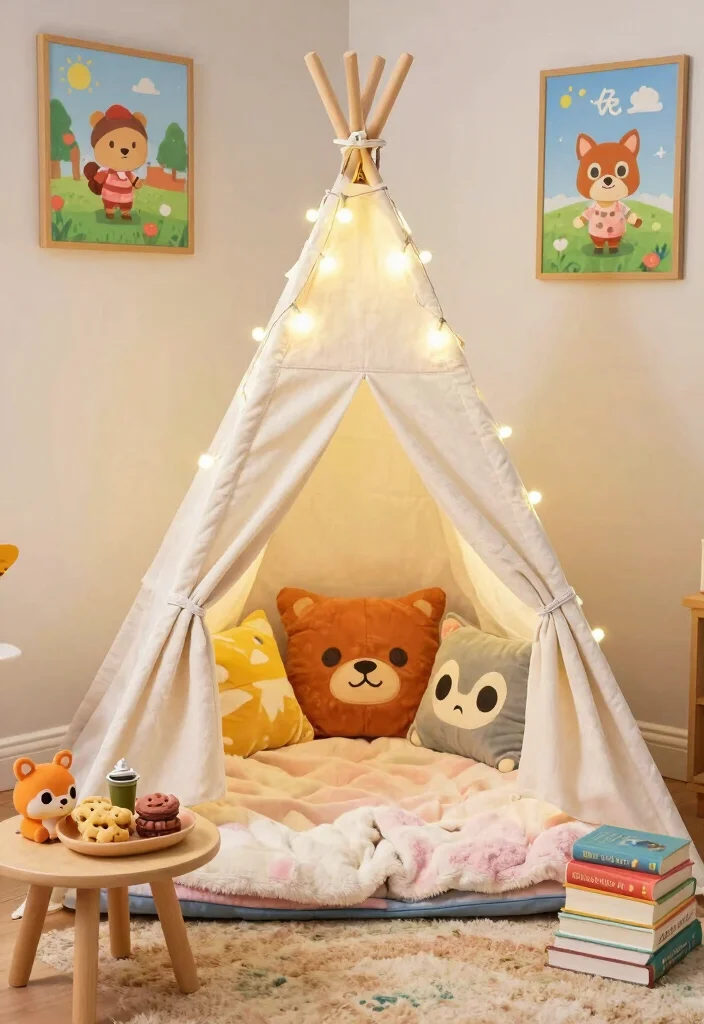 9 Animal Crossing Bedroom Ideas Fans Love to Copy 2. Cozy Nook with Reading Fort 0