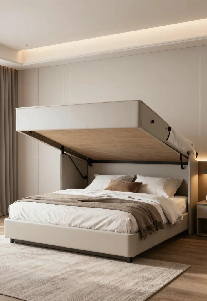 9 No Bedframe Bedroom Ideas with Relaxed Minimal Style 9. Minimalist Murphy Bed Solutions 0